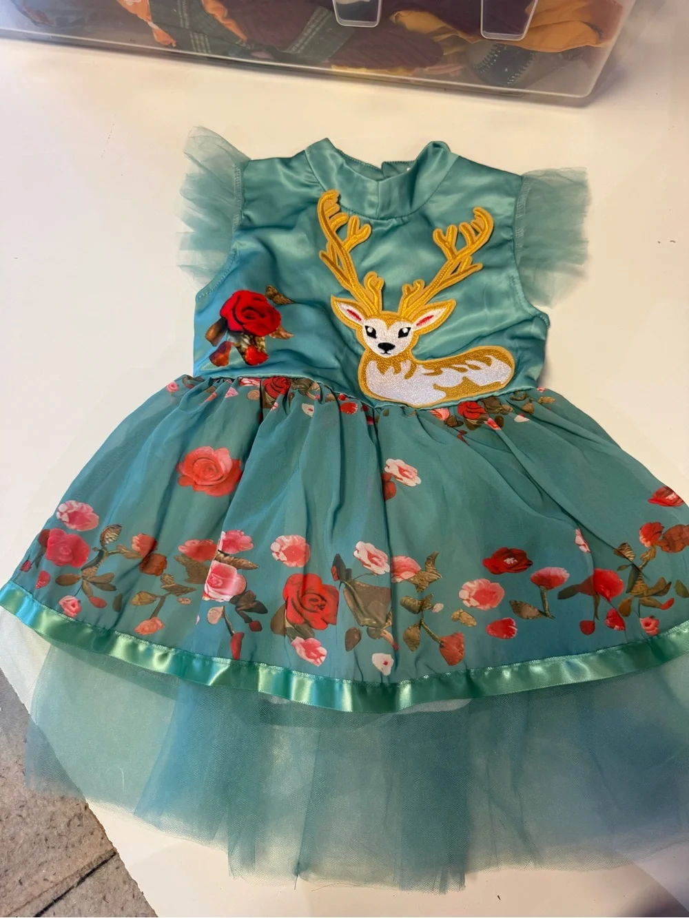 Fall Floral Deer Kids Dress